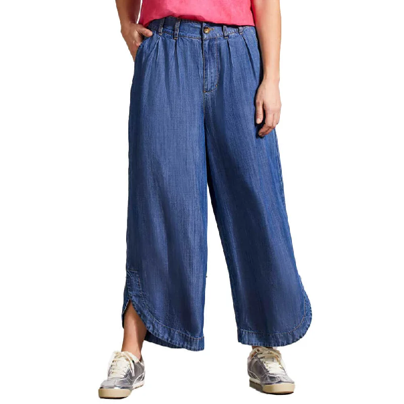 Tribal 24-Inch Flowy Pleated Pant With Tulip Hem & Pockets - Dark Chambray