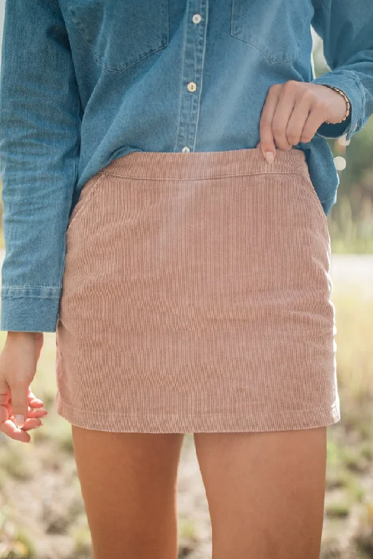 Inside Scoop Rust Washed Corduroy Skort