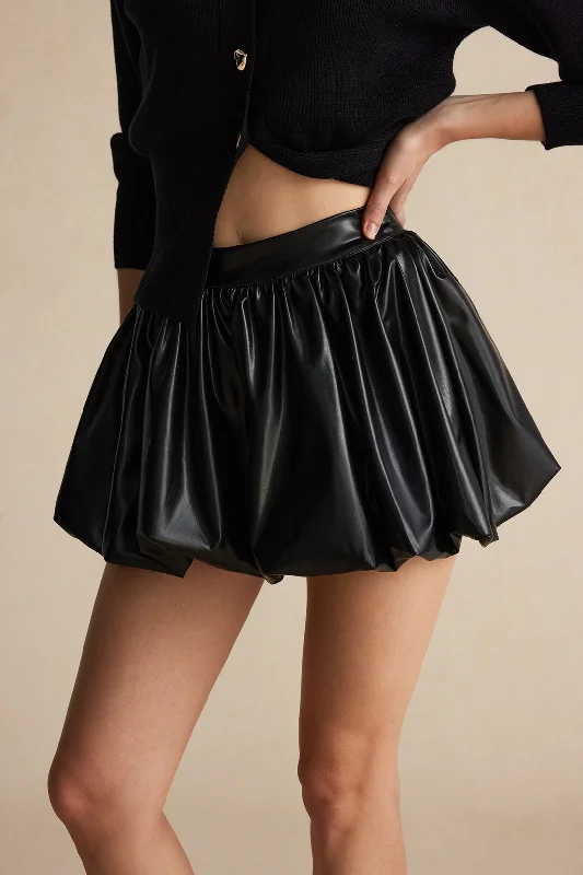 Faux Leather Puff Mini Skirt