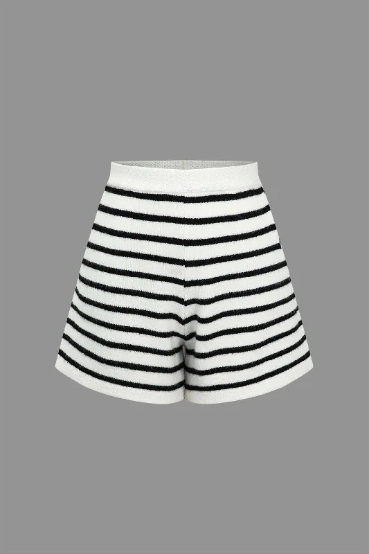 Stripe Print Knit Shorts