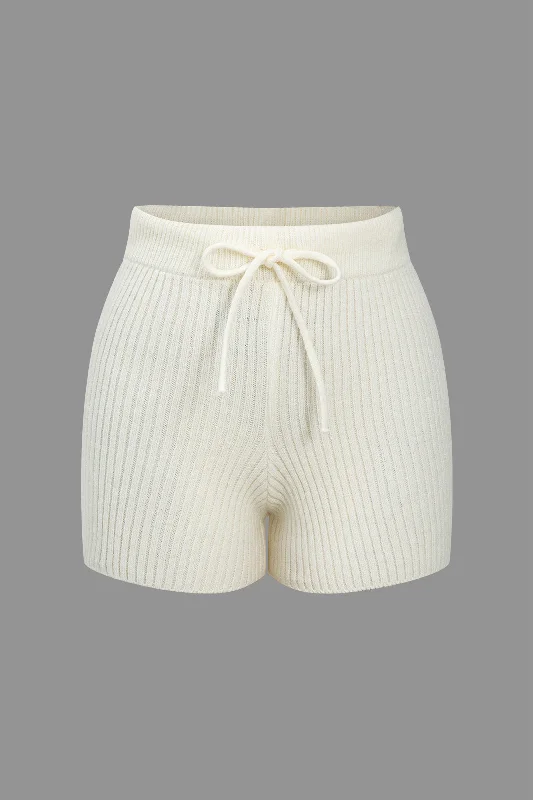 Solid Knit Tie-Up Shorts