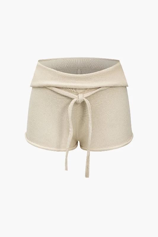 Solid Drawstring Sweater Shorts