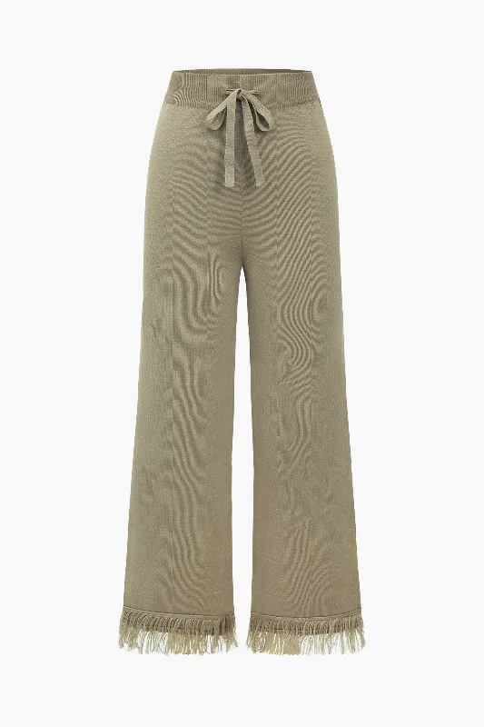 Solid Sweater Fringe Trousers