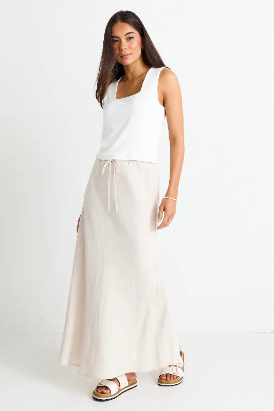 Summit Natural Tie Waist Bias Maxi Skirt