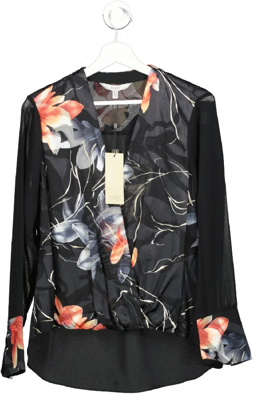 Coast Black Floral Chiffon Layered Wrap Blouse BNWT UK 14