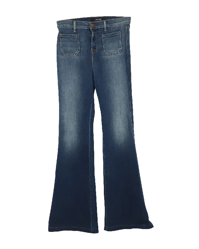 J Brand Bellbottom Pants in Blue Cotton Denim