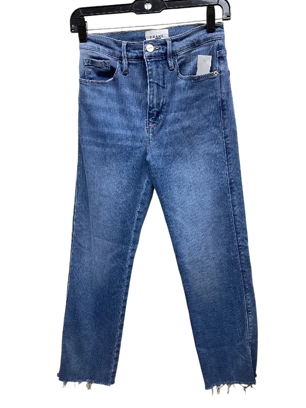 Jeans Straight By Frame In Blue Denim, Size: 0