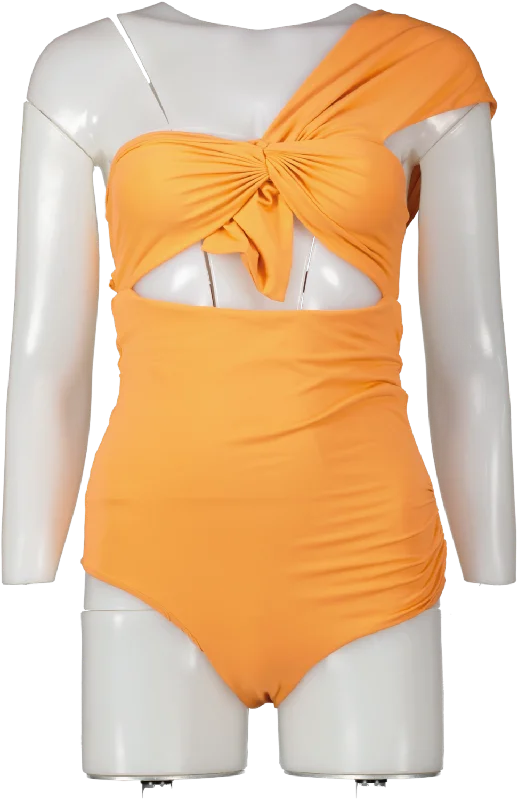 Marysia Orange Venice One-shoulder Cutout Swimsuit UK S