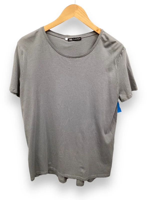 Top Short Sleeve Basic By Zara In Grey, Size: Xl