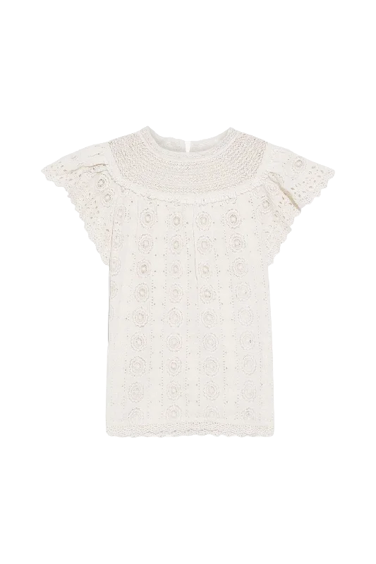 Ulla Johnson Cream Crocheted Lace-trimmed Broderie Anglaise Cotton Top BNWT UK 10