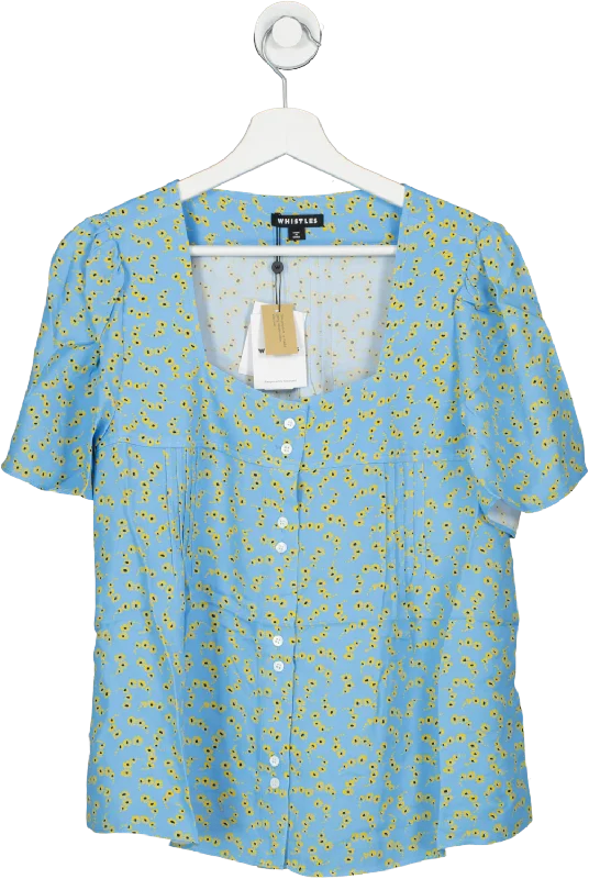 Whistles Blue Floral Square Neck Blouse BNWT UK 16