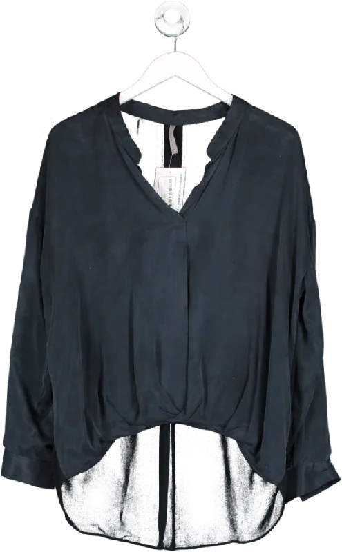 Yaya Women Blue Soft Tunic Blouse With Long Sleeves UK 12