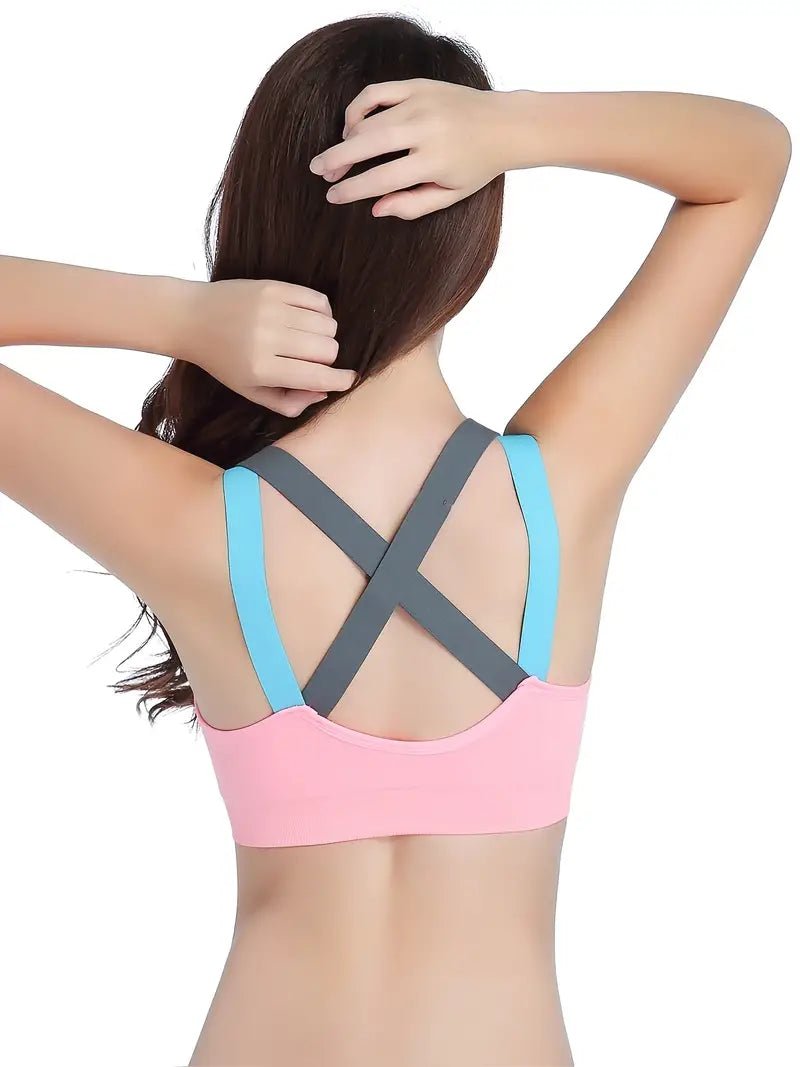 Elastic Multi-Color Criss-Cross Back Sportsbra