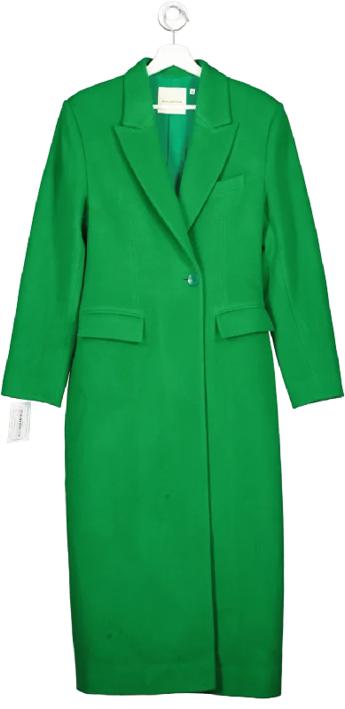 Bouguessa Green Single Breasted Wool Coat UK XS