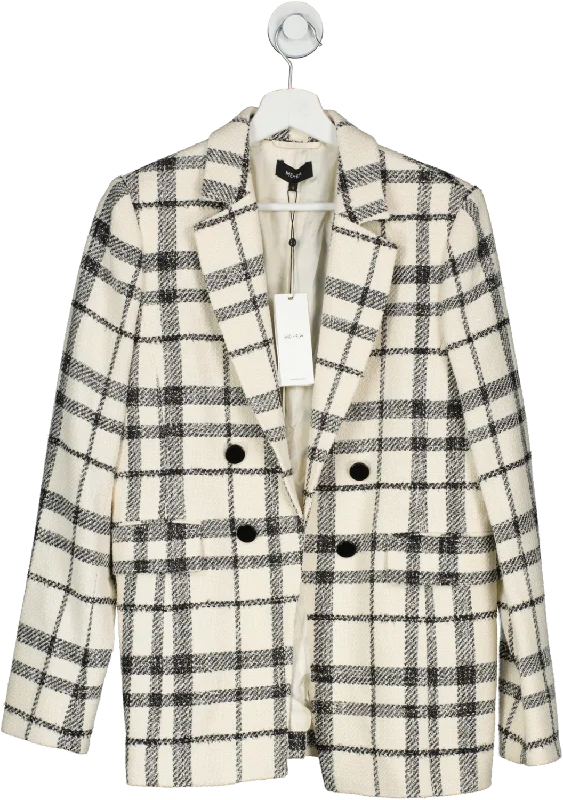 ME + EM Cream Edge To Edge Italian Check Blazer Ecru UK 12