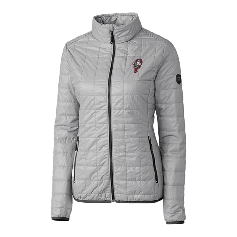 Ladies Ohio State Buckeyes Cutter & Buck Rainier PrimaLoft Eco Insulated Gray Full Zip Jacket