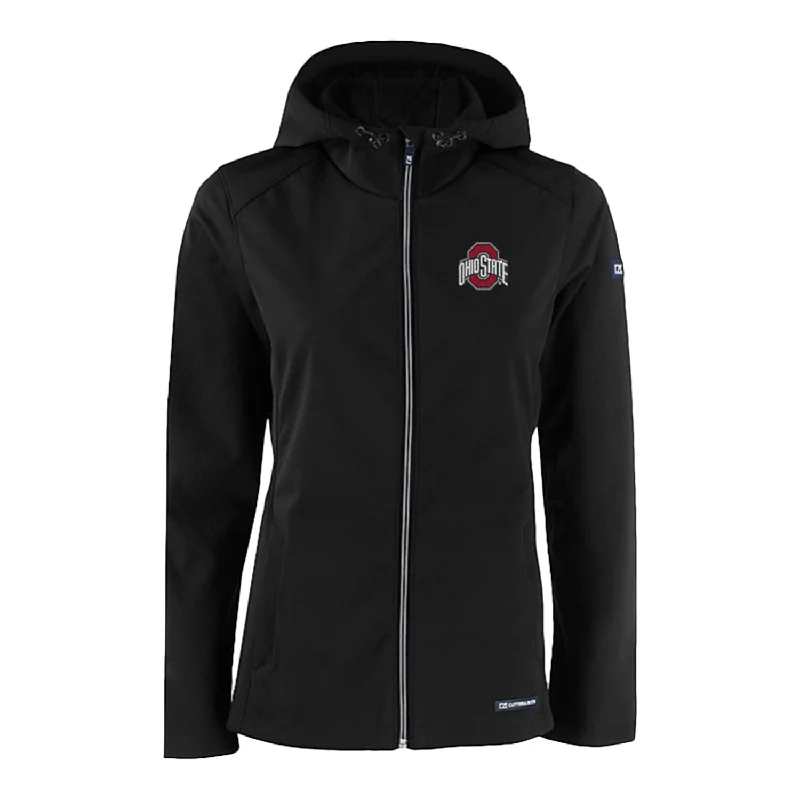 Ladies Ohio State Buckeyes Cutter & Buck Eco Softshell Full Zip Black Jacket