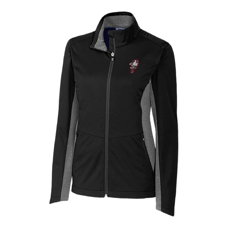 Ladies Ohio State Buckeyes Cutter & Buck Navigate Softshell Black Full Zip Jacket