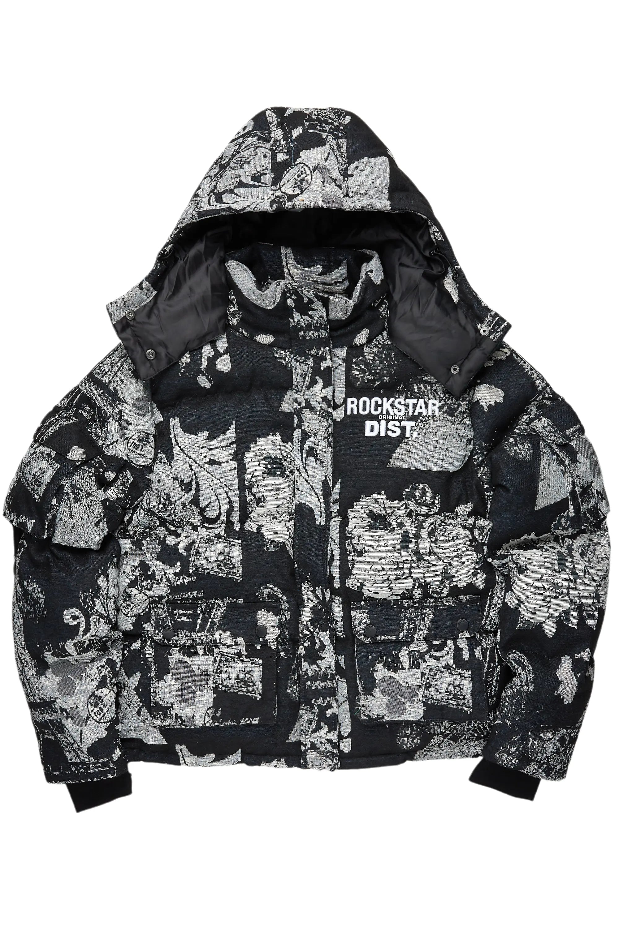 Boys Lamont Black Tapestry Puffer Jacket