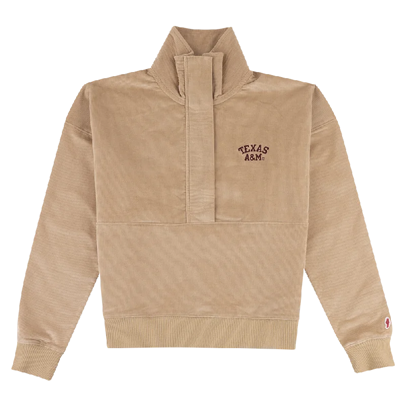 Texas A&M Khaki Corduroy Half Zip Jacket