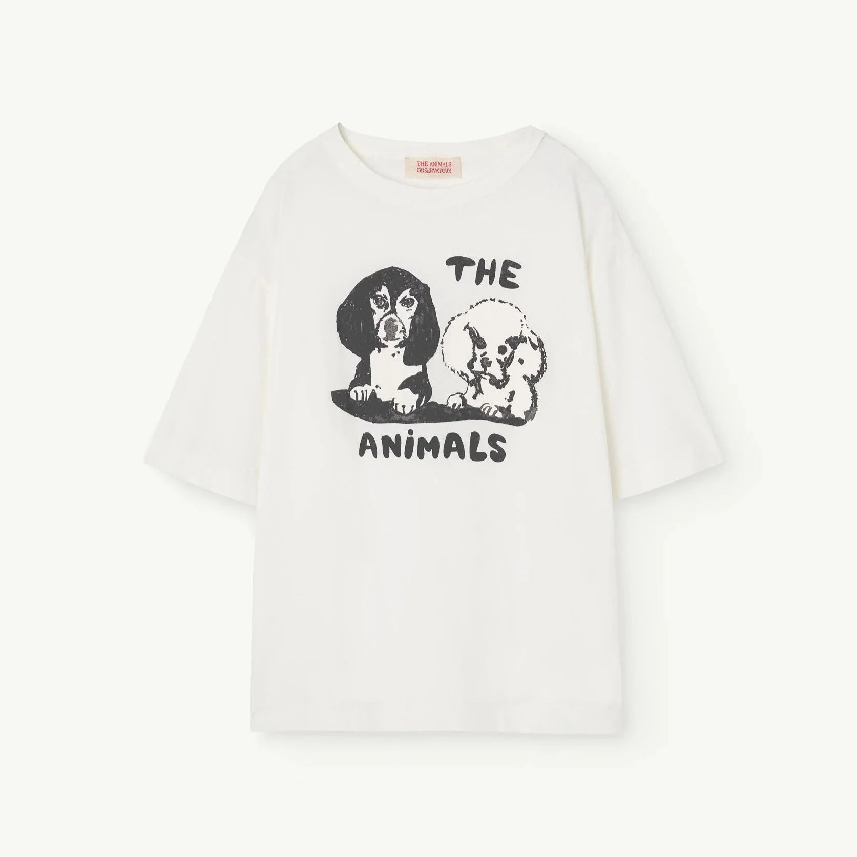 THE ANIMALS OBSERVATORY Kids White Puppies Rooster Oversize T-Shirt