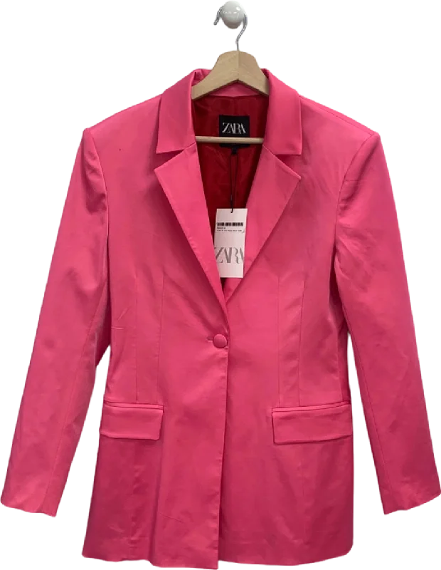 Zara Pink Single-Breasted Blazer UK M