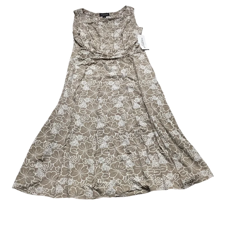 Dress Casual Midi By Perceptions In Taupe, Size: L