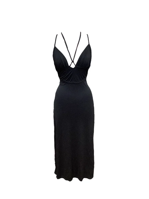 Black Dress Casual Maxi Zara, Size M