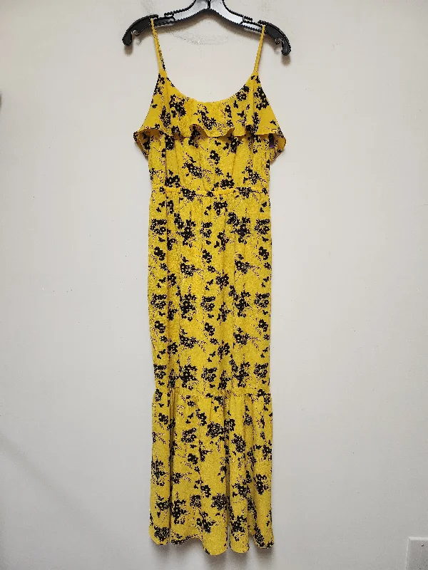 Black & Yellow Dress Casual Maxi Michael By Michael Kors, Size M