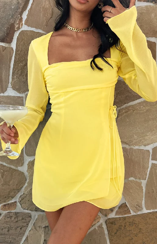 Lucy Yellow Long Sleeve Mini Dress