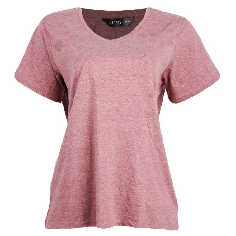 REDTAG Casual Burgundy T-Shirt for Women