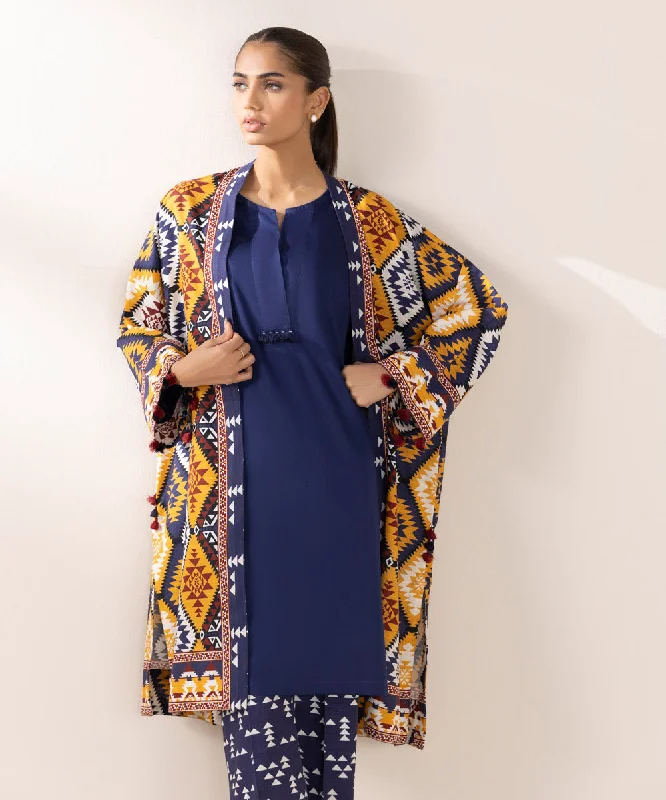 Printed Khaddar Long Jacket