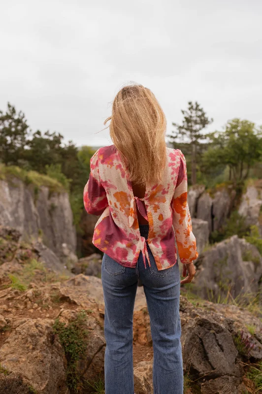 Blouse Eglantine - orange à motifs