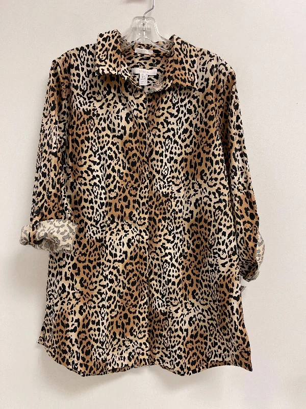 Blouse Long Sleeve By Chicos In Animal Print, Size: M