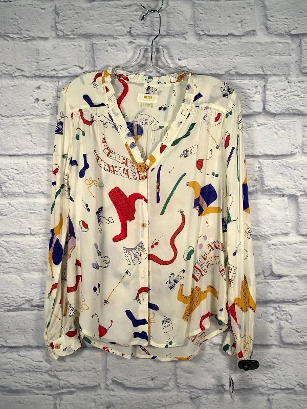 Blouse Long Sleeve By Maeve In Cream, Size: Xs