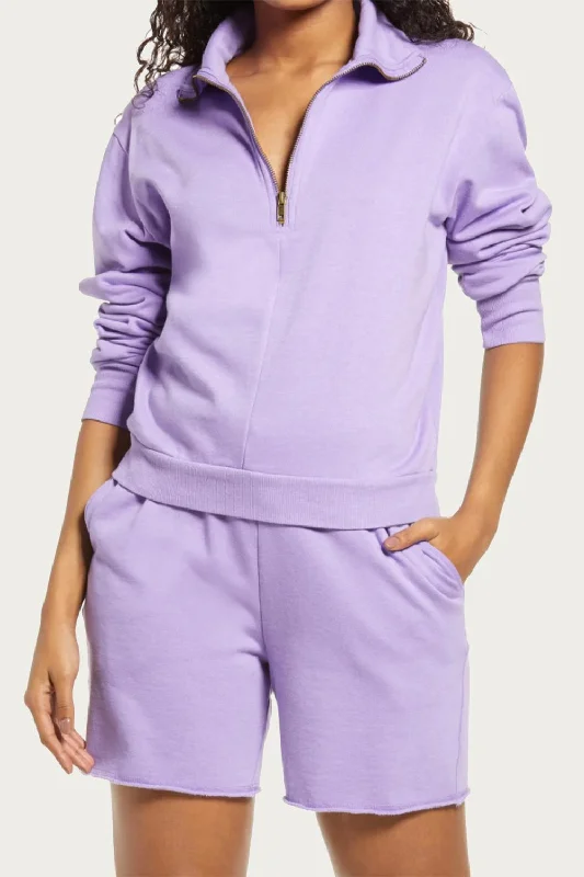 Canon Fleece Half-Zip Sweatshirt In Lilac