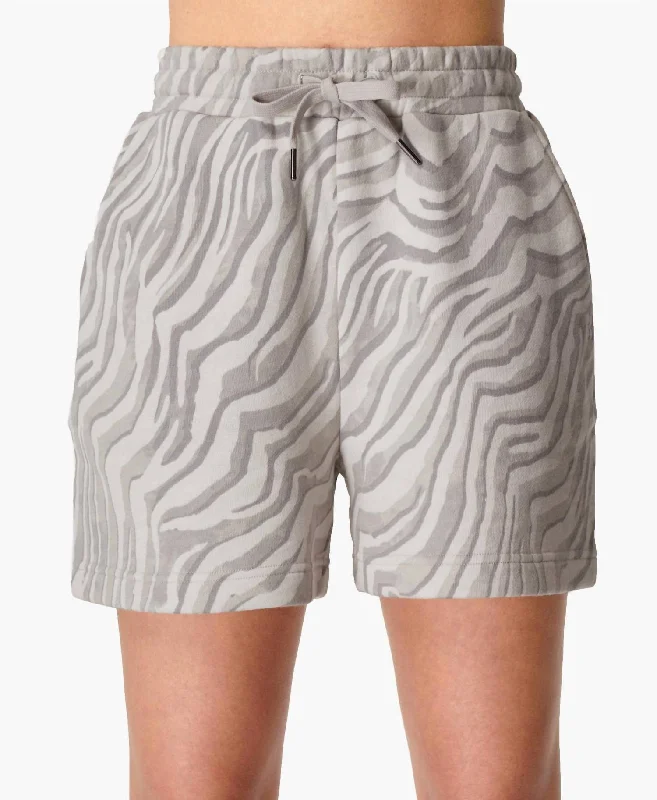 Essentials Shorts In Light Grey Zebra Print