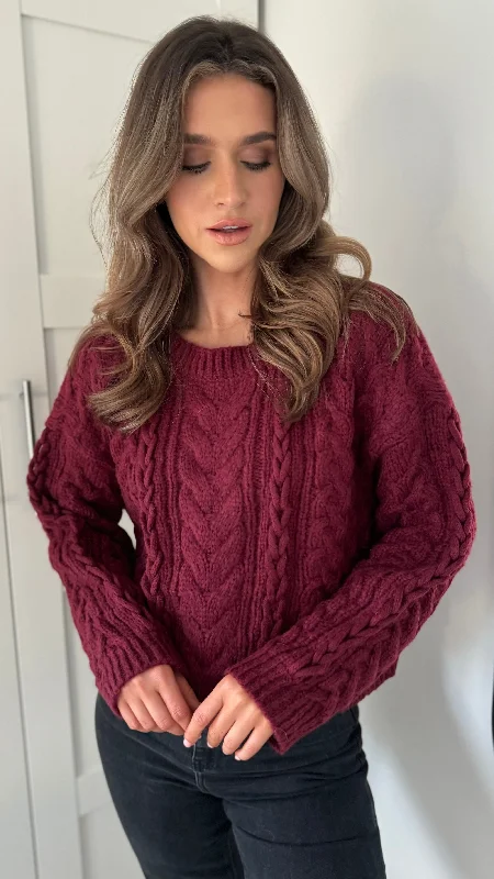 Falconer Burgundy Chunky Knit Jumper