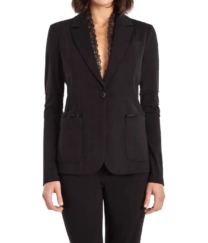 Lace Lear Blazer In Black