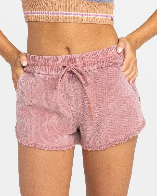 Scenic Route Corduroy Shorts - Mauve Orchid